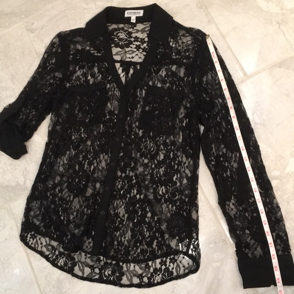 Express black lace Portofino shirt